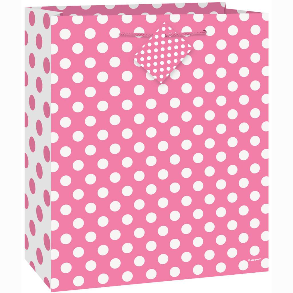 Gift Bag Medium, Hot Pink Dots 