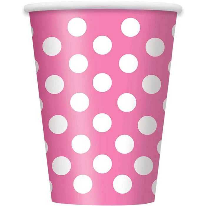 Hot Pink Dots 12oz Paper Cups , 6ct 