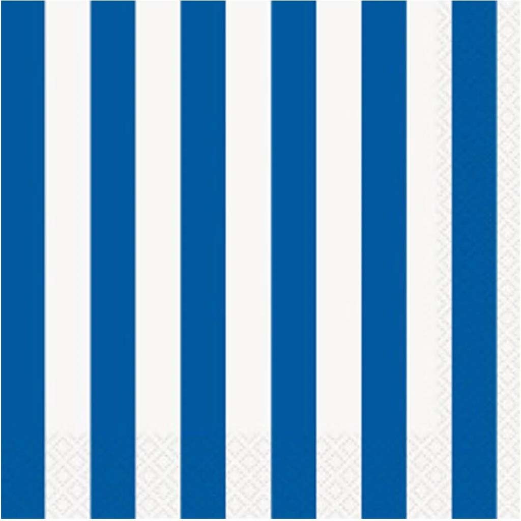 Striped Royal Blue Paper Napkins 7.75in x 4.5in 16ct