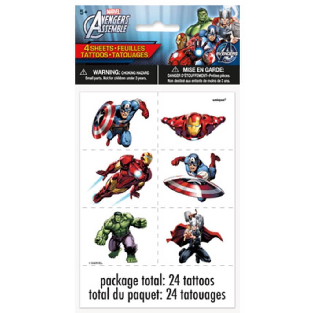 Avengers Tattoo Sheets, 4ct 