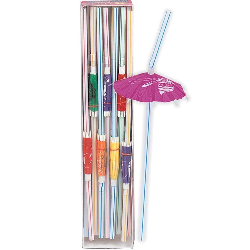 Umbrella Straws Box 25ct, Luau 