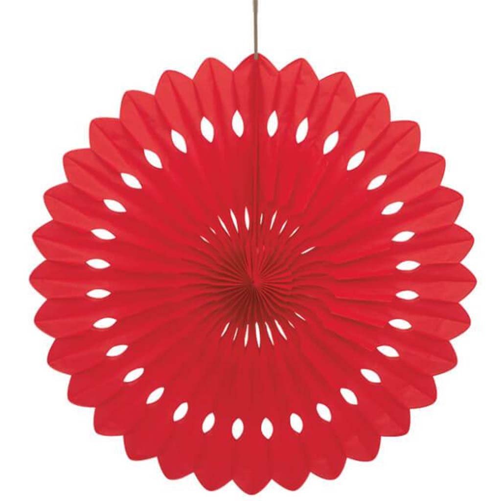 Tissue Paper Fans 16in, Ruby Red 