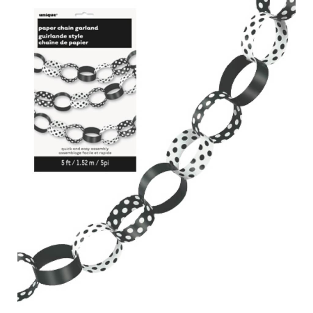 Paper Chains 5ft, Midnight Black Dots 