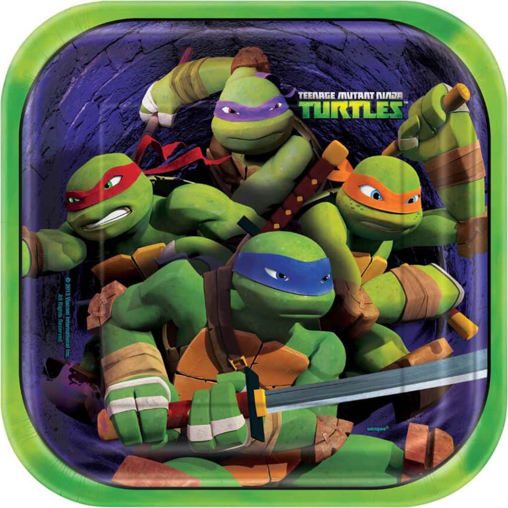 Square Dinner Plates 9in 8ct, Teenage Mutant Ninja Turtles 