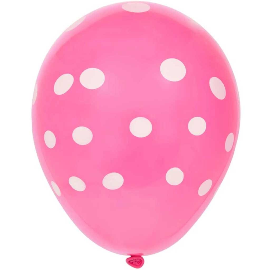 Latex Balloons 12in 6ct, Hot Pink Dots 