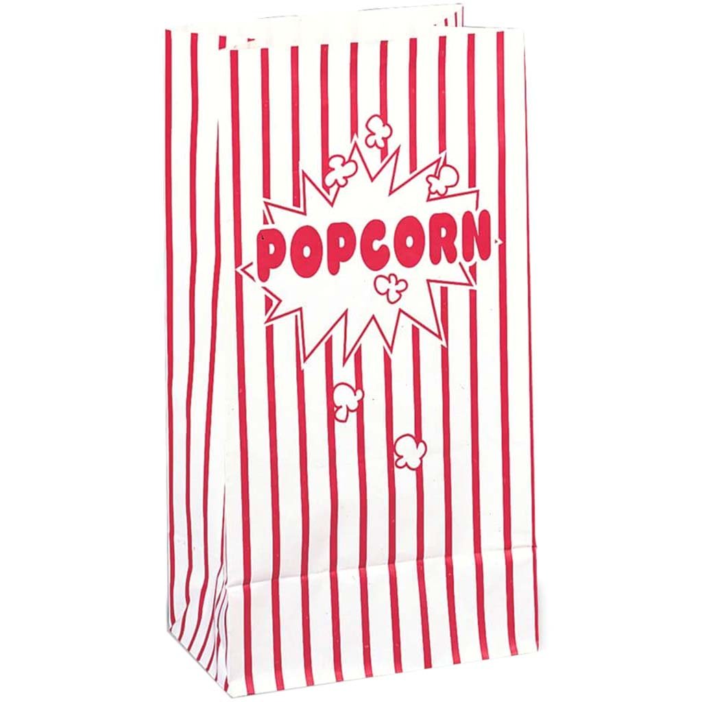 Paper Party Bags 10ct, Popcorn 