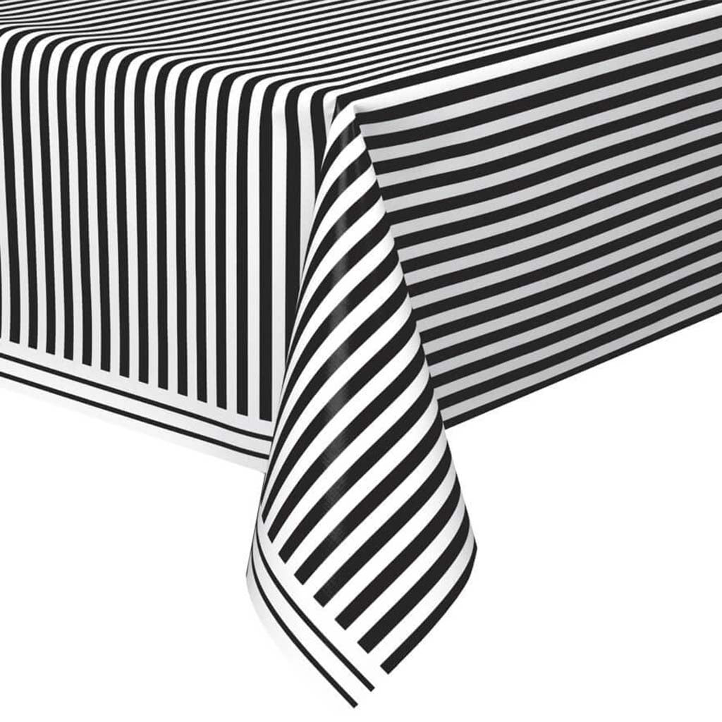 Rectangular Tablecover 54in x 108in, Midnight Black Stripes 