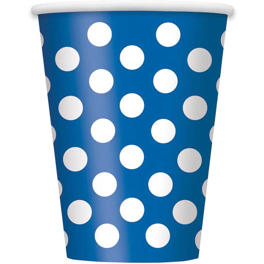 Royal Blue Dots 12oz Paper Cups , 6ct 