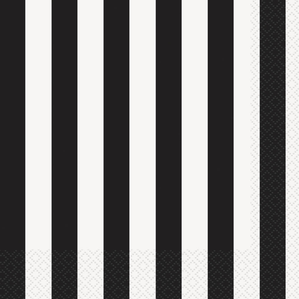 Midnight Black Stripes Lunch Napkins, 16ct 