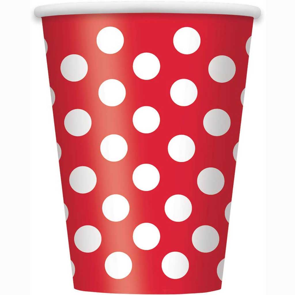 Ruby Red Dots 12oz Paper Cups, 6ct 