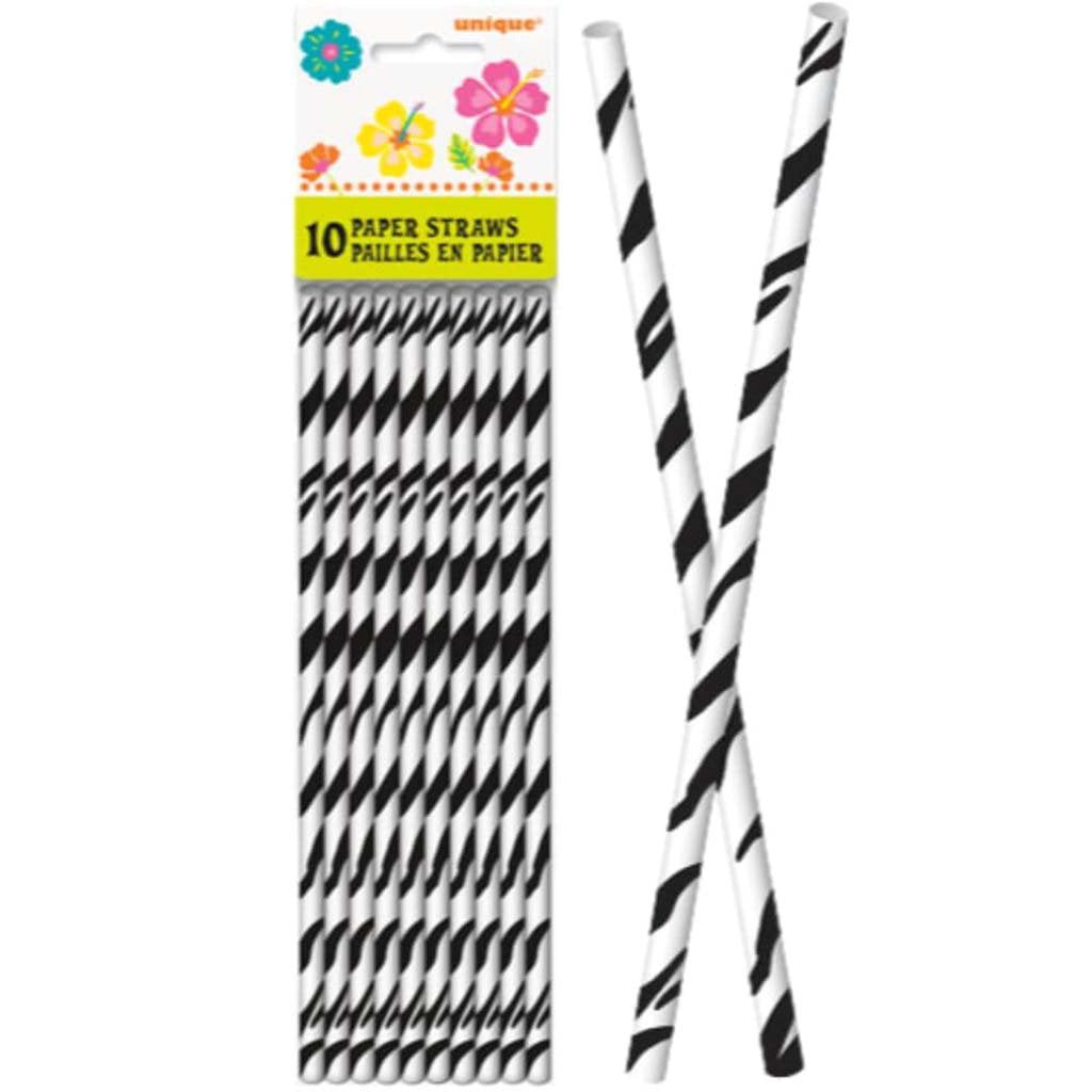 Paper Straws 10ct, Zebra Stripe 