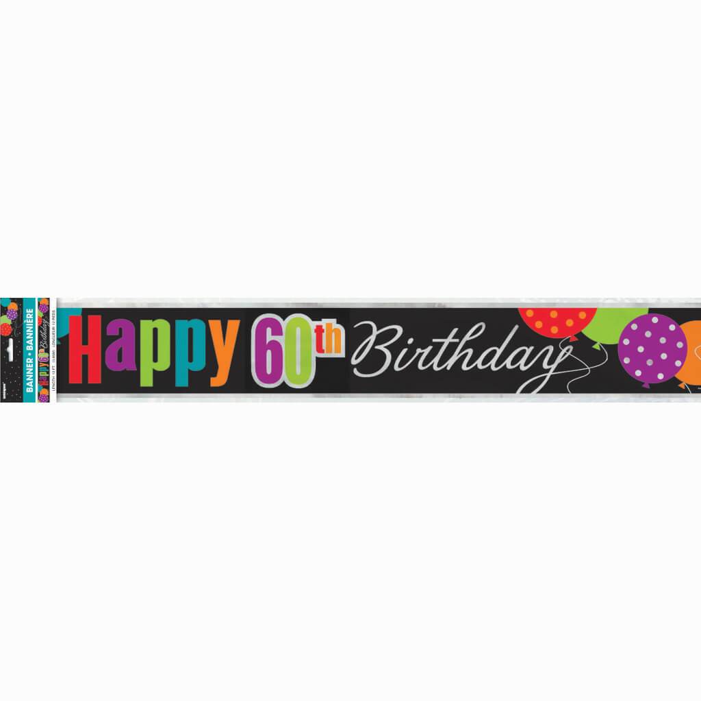 Foil Banner 12ft, Birthday Cheer Age 60 