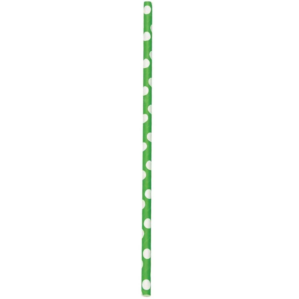 Paper Straws 10ct, Lime Green Dots 