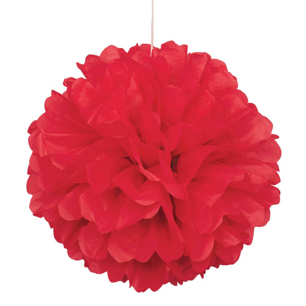 Tissue Pom Pom 16in, Ruby Red 