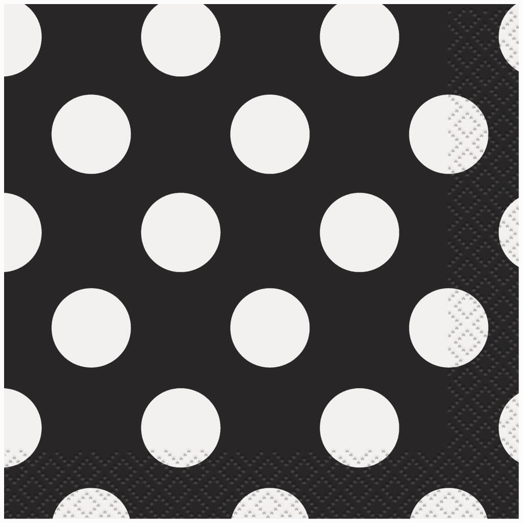 Midnight Black Dots Beverage Napkins, 16ct 