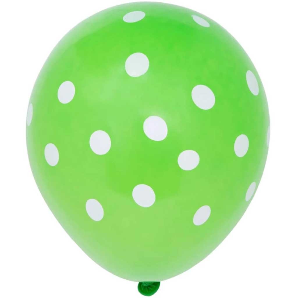 Latex Balloons 12in 6ct, Lime Green Dots 