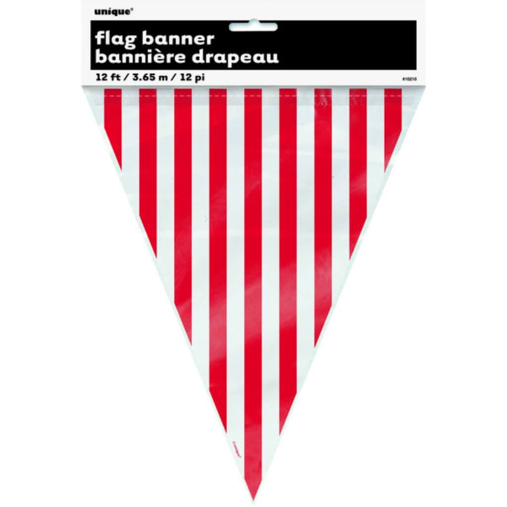 Flag Banner 12ft, Ruby Red Stripes 