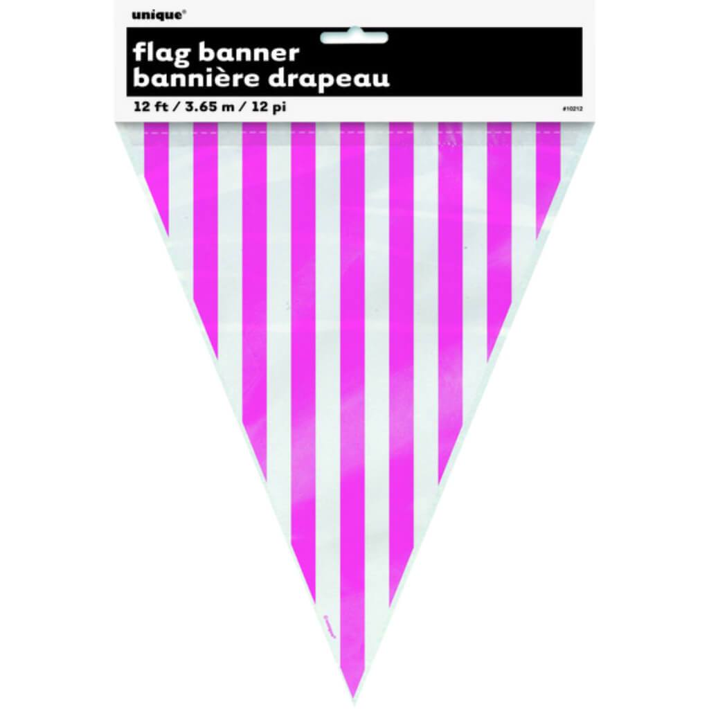 Flag Banner 12ft, Hot Pink Stripes 