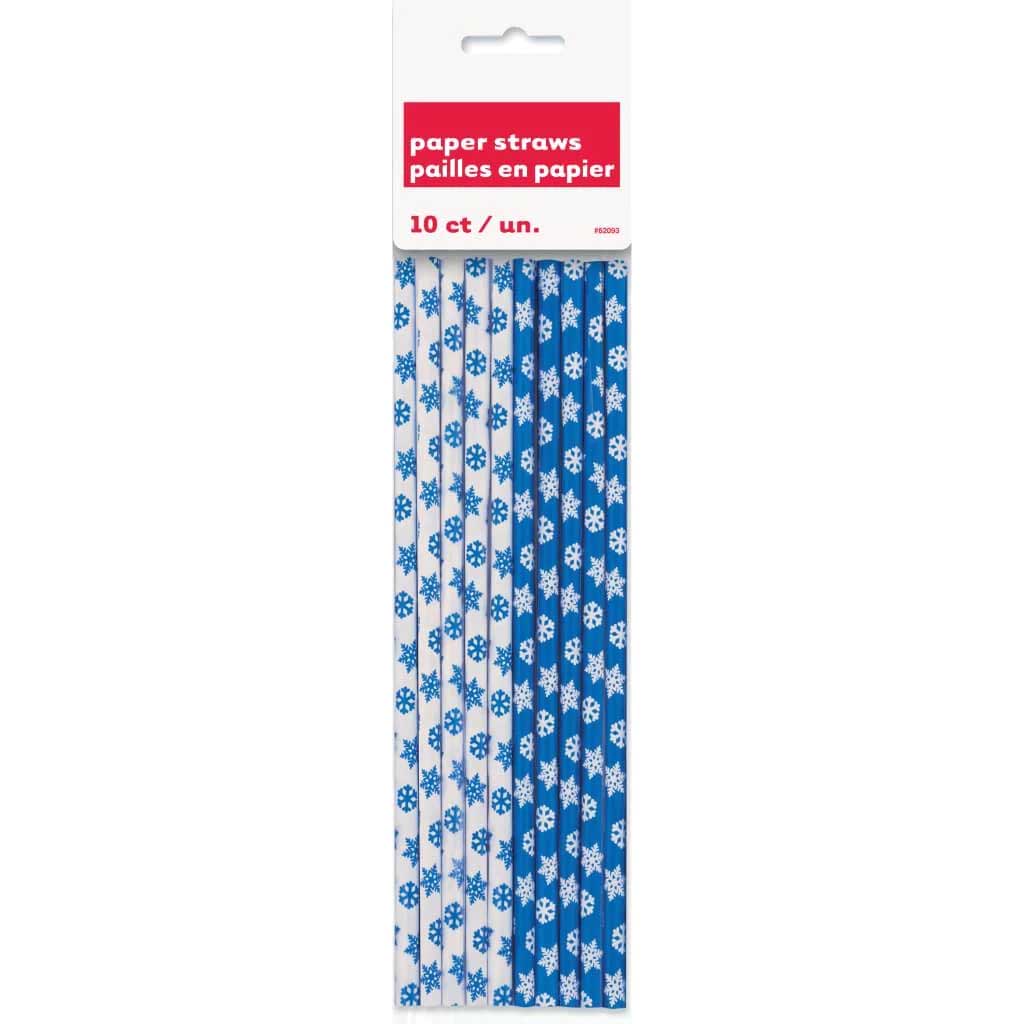 Paper Straws 10ct, Snowflake 