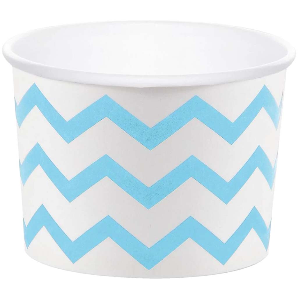 Treat Cup 9oz 6ct, Chevron Pastel Blue 