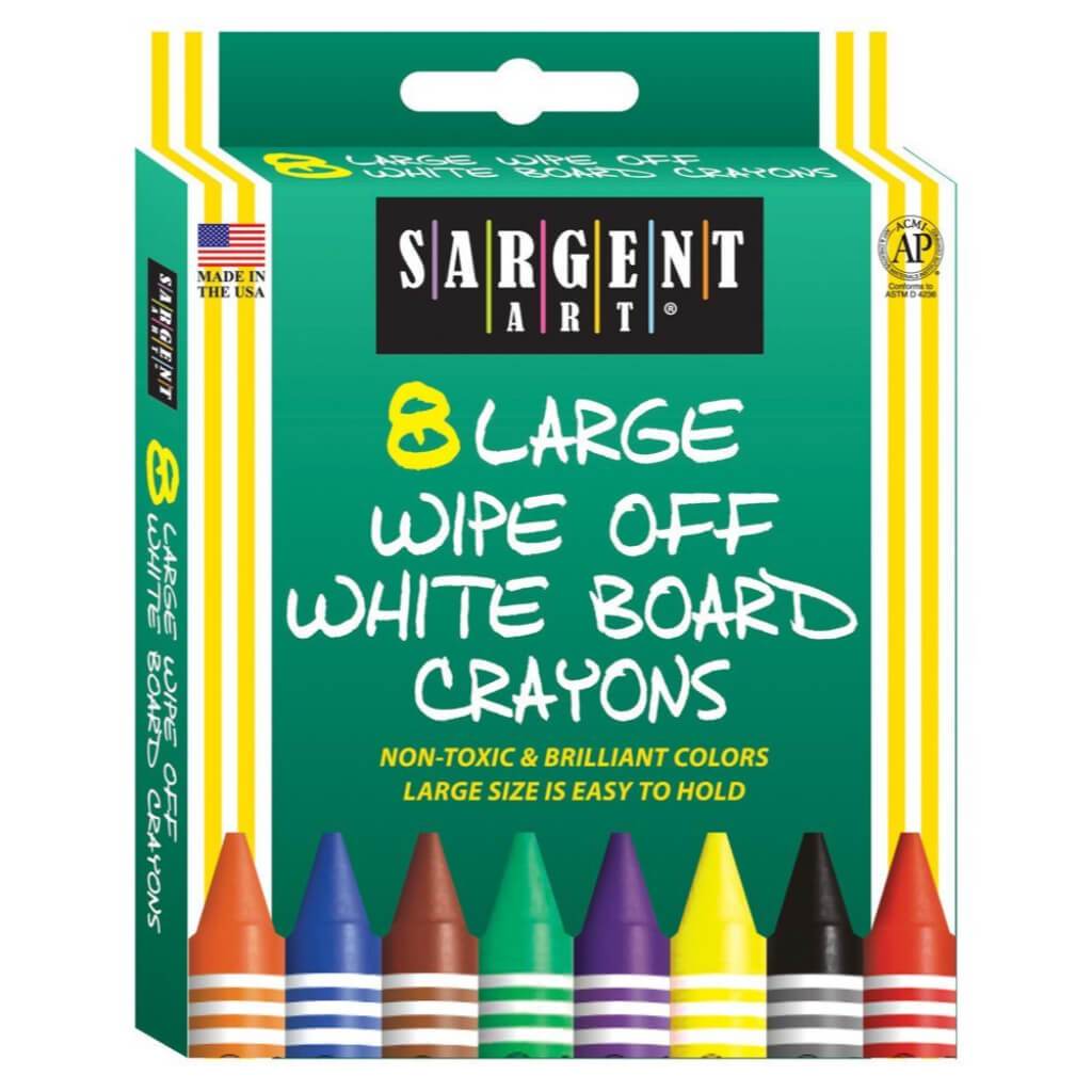 Large Size Wipe-Off Whiteboard Crayons 8ct