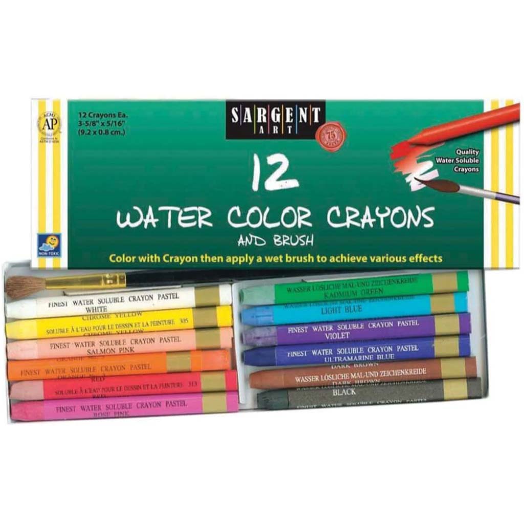 Watercolor Crayons 12ct and Brush