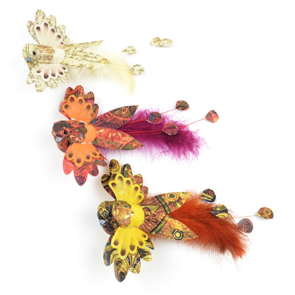 Open Wings 5in Ppaer Feather Bi Rd Assorted Color 