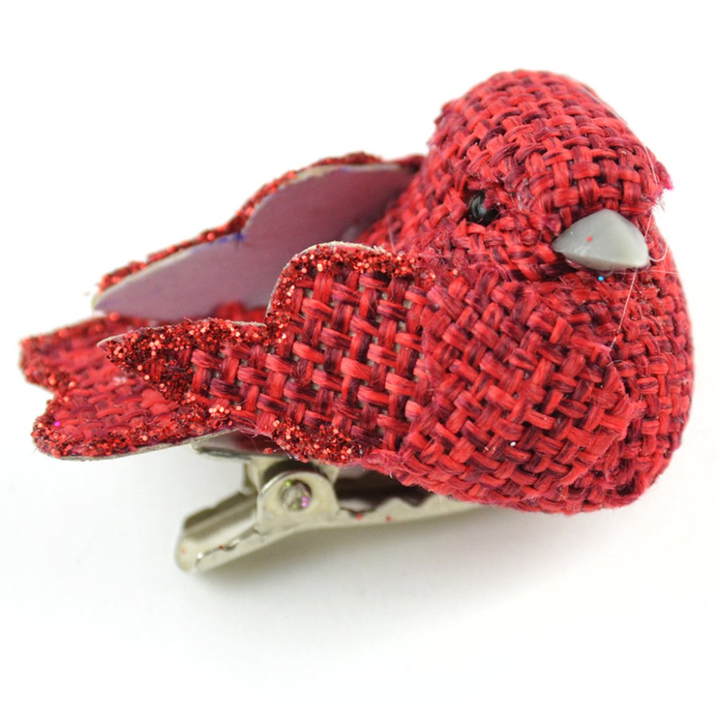 Red Burlap Mini Cardinal, On A Clip 1.5in 