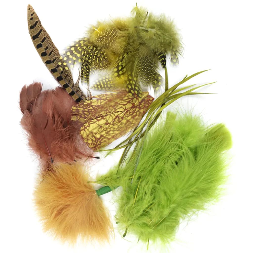 Mix Package Feather Asst Olive/Gold/Chesnut 7G Gold 