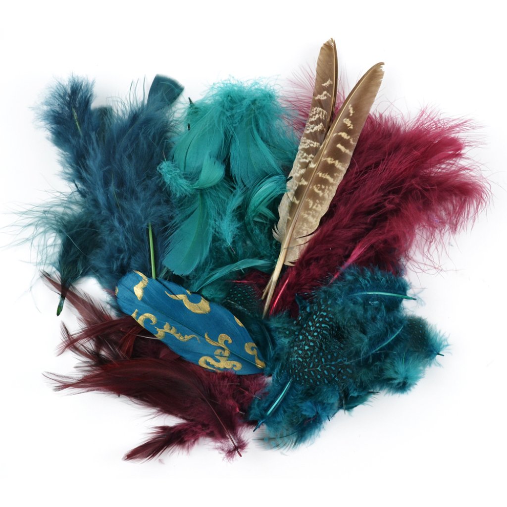 Mix Package Feather Asst 7G Te Al/Wood/Jasper Teal Wod 
