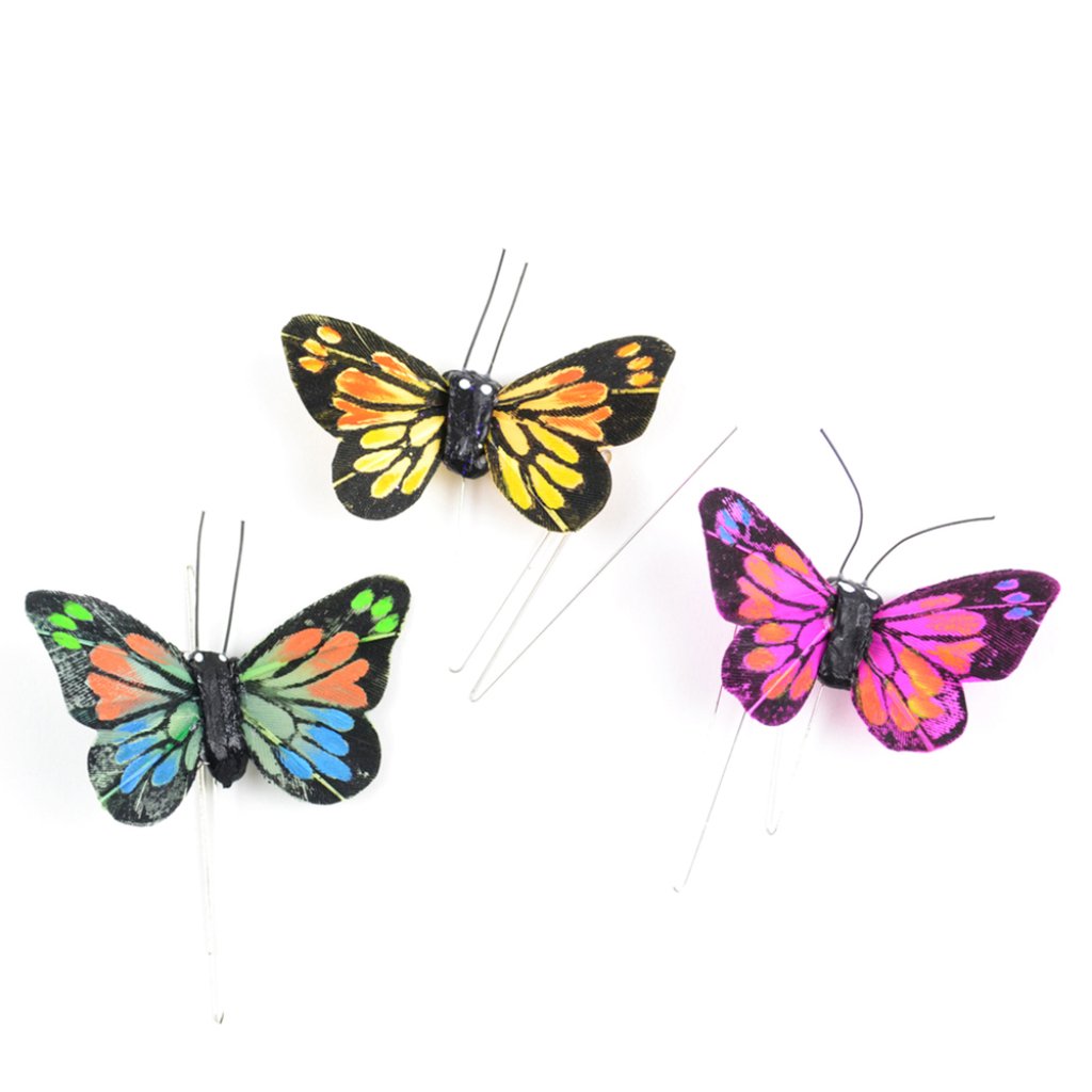 Sm Feather Monarch Butterfly Assortment On Wire 1.75in 