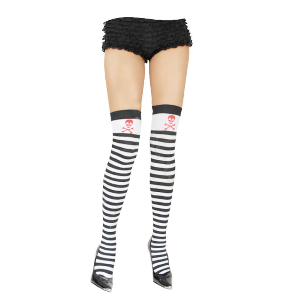 Striped Tights High Black &amp; White 