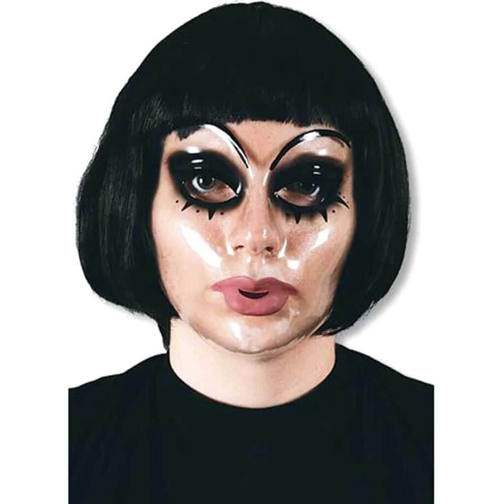 Halloween Female Black Eyes &amp; Red Lips Mask 