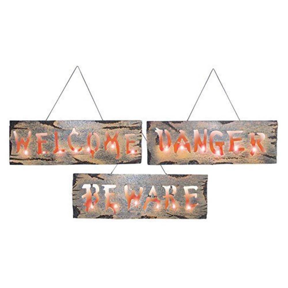 Welcome Wall Plaque Light Up Set of 3 