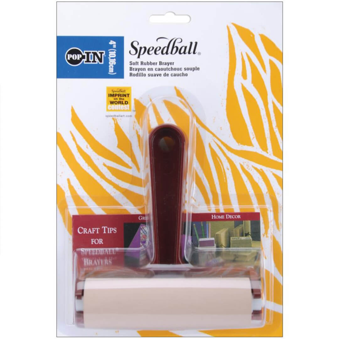 Carded Soft Rubber Pop-in Brayer Red 4in