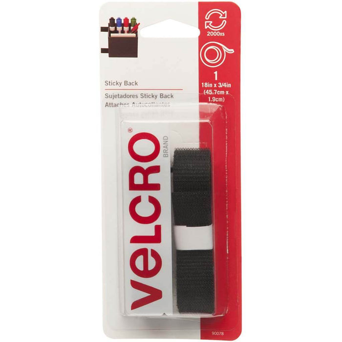 Velcro General Purpose Sticky Back Tape18in x 3/4in Black
