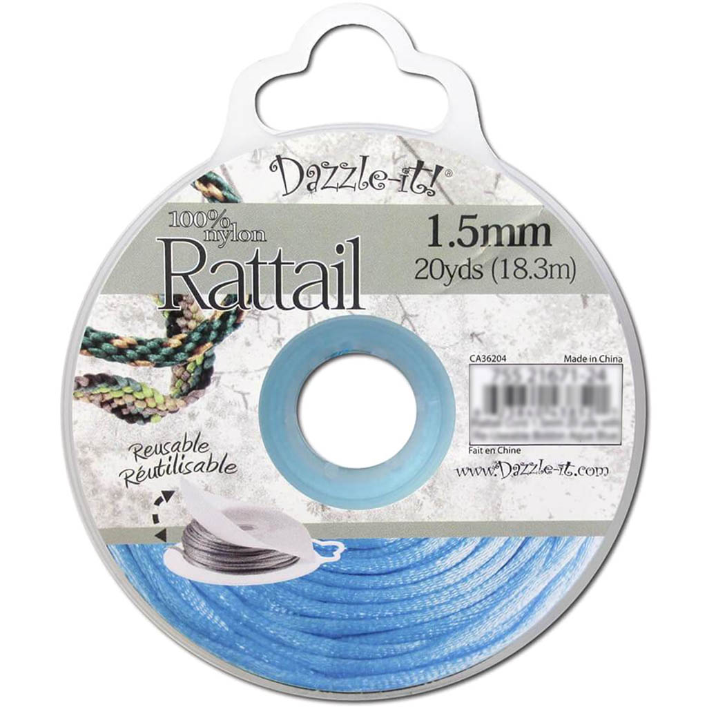 Dazzle-It! 1.5mm Rattail Nylon Cord Aqua Blue 20 yards 