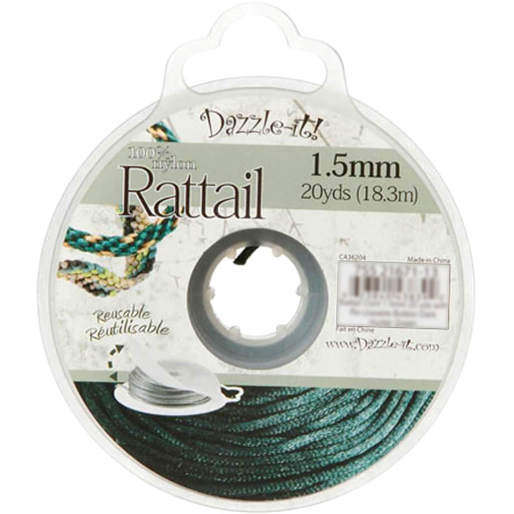 Dazzle-It! 1.5mm Rattail Nylon Cord Dark Hunter Green 20 yards 