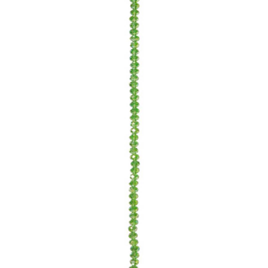 CRYSTAL BEAD STRAND RONDELLE EMERALD 4X6MM 7IN 