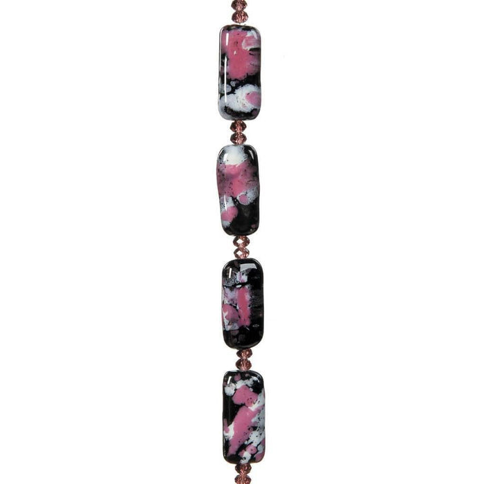 CERAMIC BEAD STRAND BLACK/PINK 7IN 