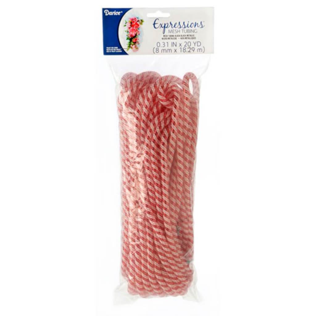 MESH TUBING RED/WHITE 8MMX20YD 