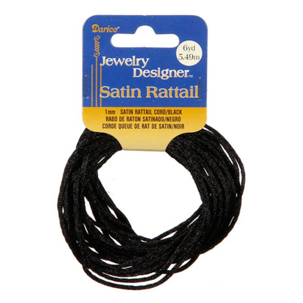 Satin Rattail Black 1mm x 6 yards 