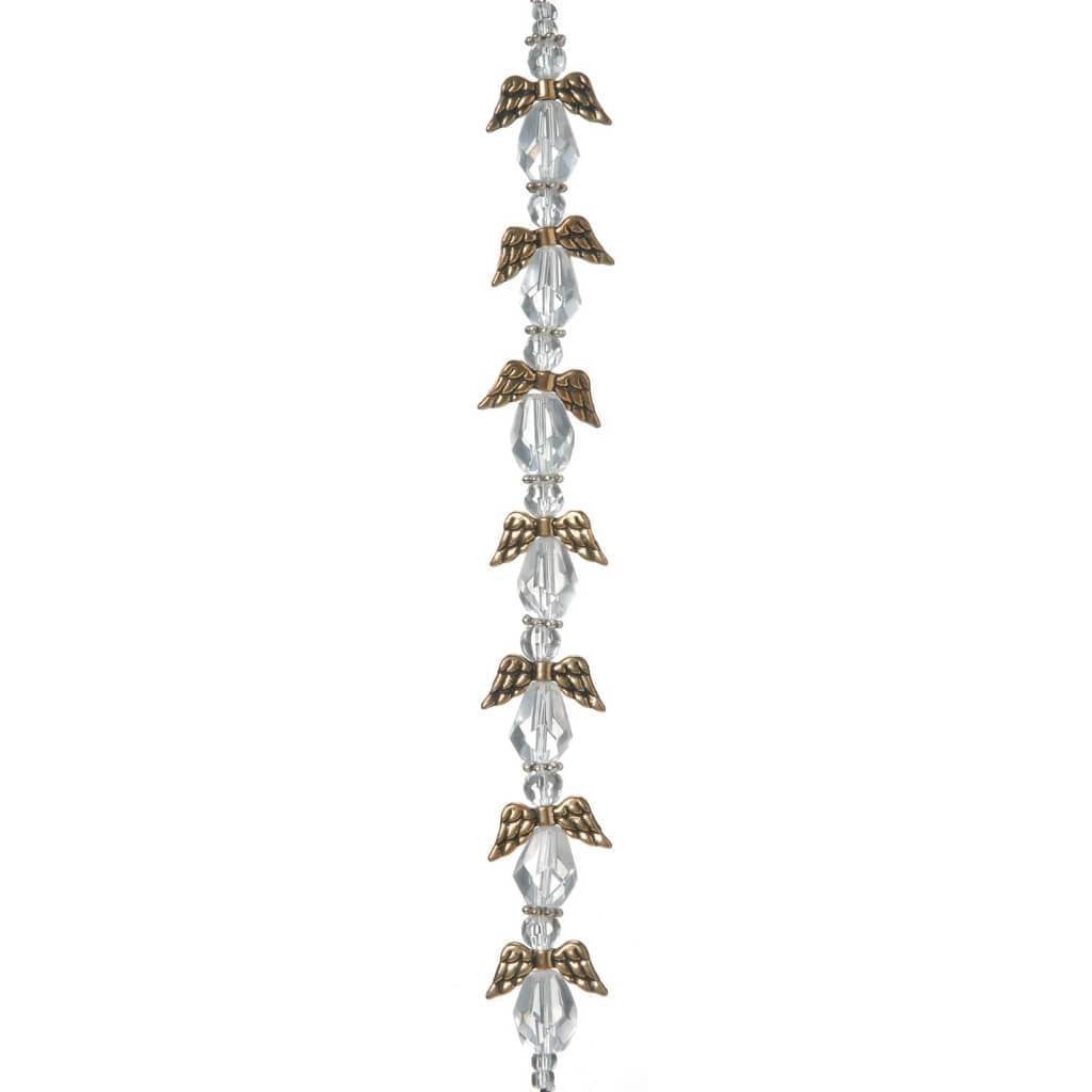 ANGEL WING BEAD STRAND GOLD CRYSTAL 20MM 