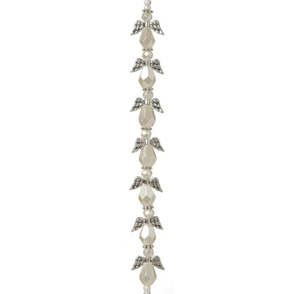 ANGEL WING BEAD STRAND SILVER CREAM PEARL 20MM 