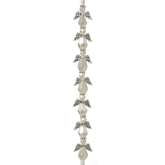 ANGEL WING BEAD STRAND SILVER CREAM PEARL 20MM 