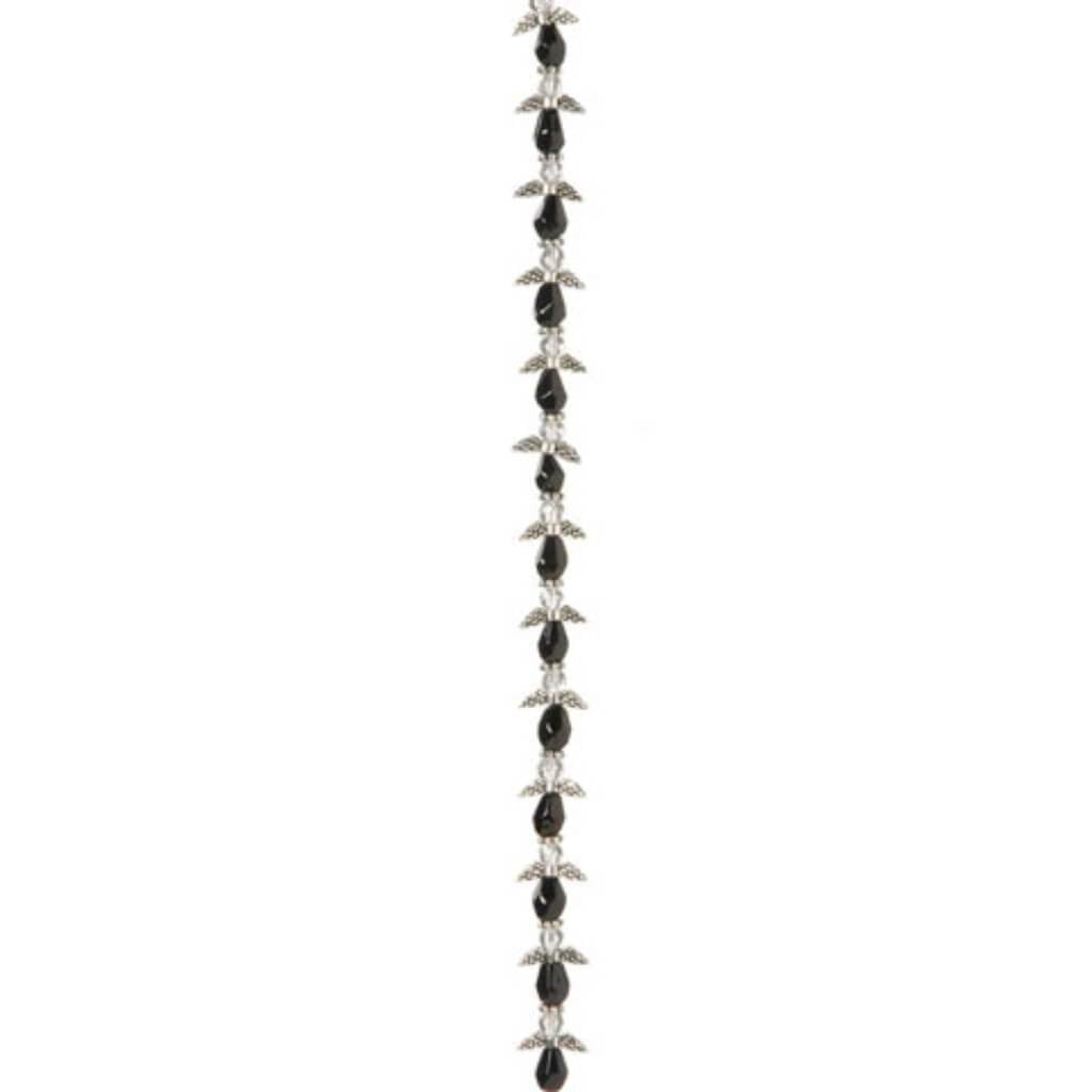 ANGEL WING BEAD STRAND SILVER JET 10MM 