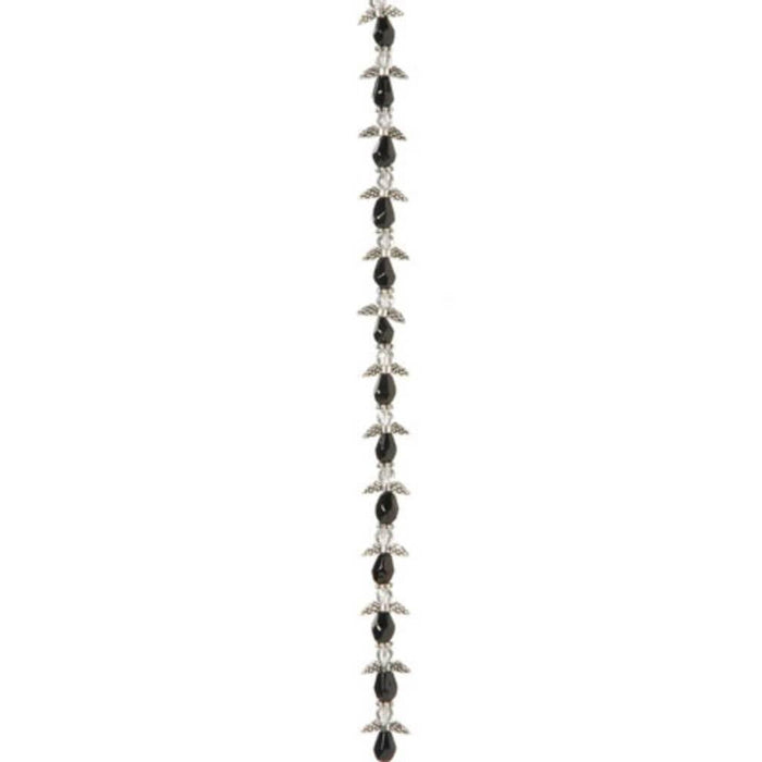 ANGEL WING BEAD STRAND SILVER JET 10MM 