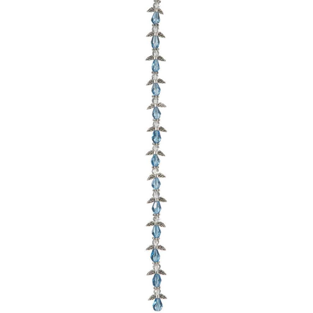 ANGEL WING BEAD STRAND SILVER LIGHT SAPPHIRE 10MM 