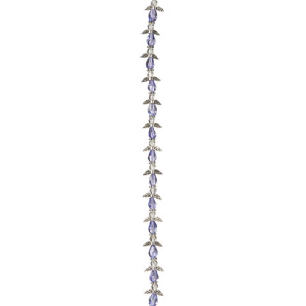 ANGEL WING BEAD STRAND SILVER SAPPHIRE 10MM 