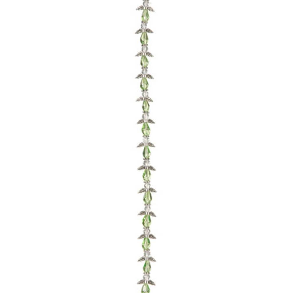 ANGEL WING BEAD STRAND SILVER PERIDOT 10MM 